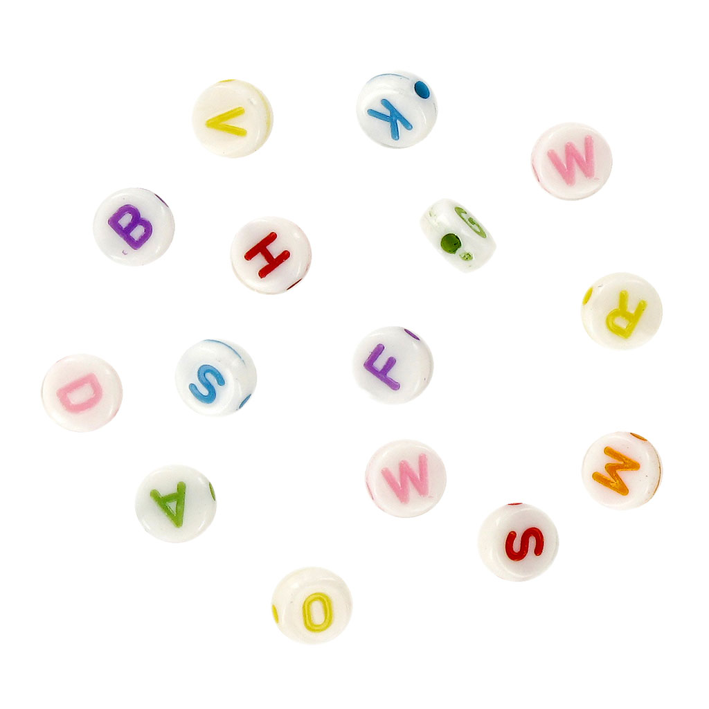 Sachet de 373 perles acryliques lettres rondes