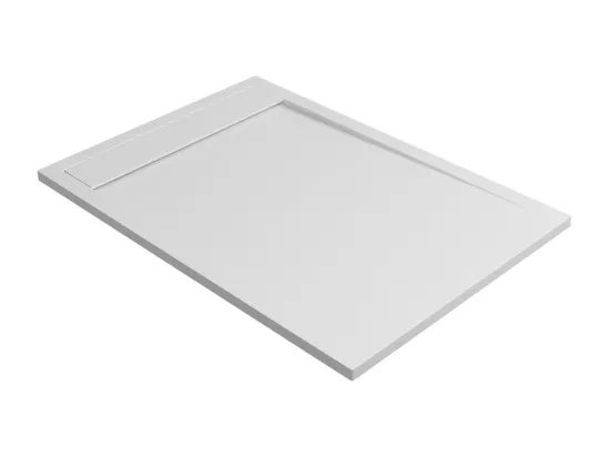Receveur de Douche Extraplat MAGNUS Blanc 100x80x3cm - Texture Ardoise 75% Minéral, Antidérapant, Antibactérien, LAVABERG