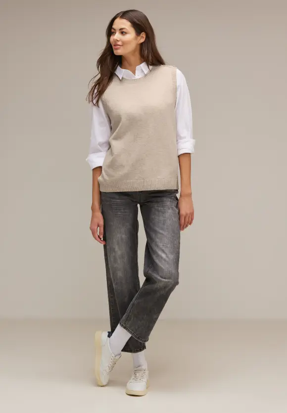 Feinstrick Pullunder - spring sand melange