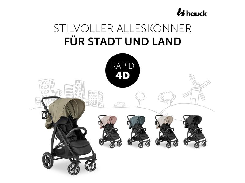 Hauck Buggy Rapid 4D Dusty Rose Stylischer Buggy für Stadt und Land