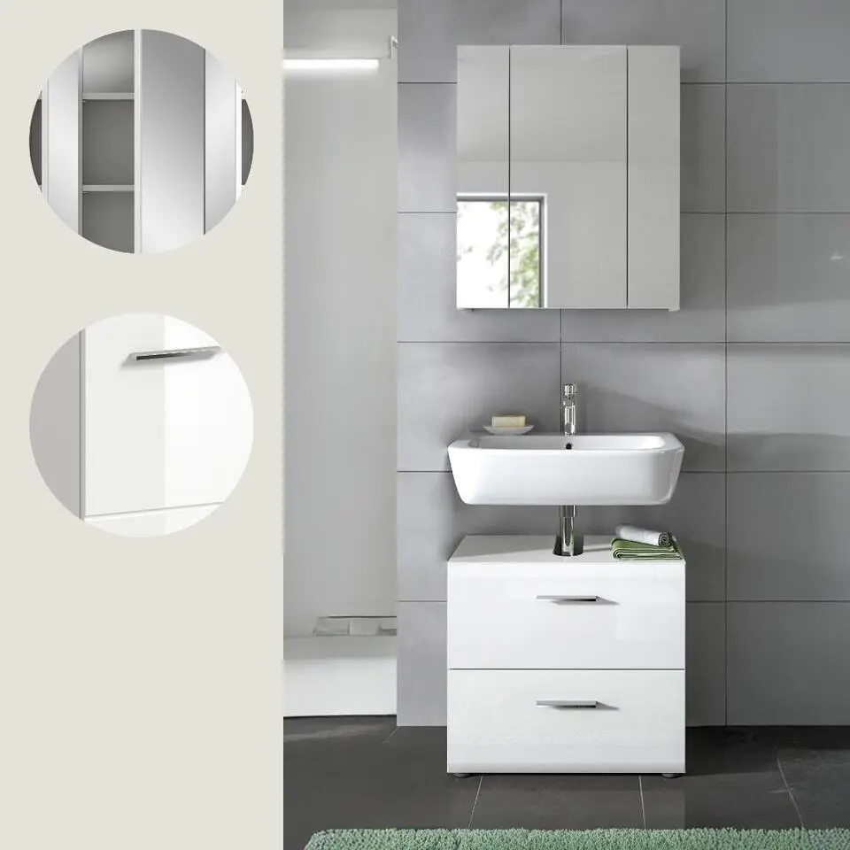 Hioshop Ice badkamer I60 wit hoogglans- wit