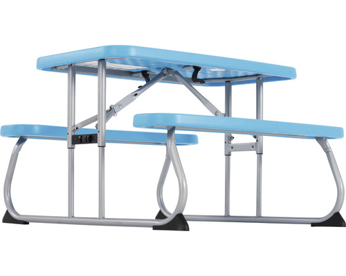 Lifetime 4-zits kleutermeubelset bestaande uit: 2 banken, tafel, blauw kunststof