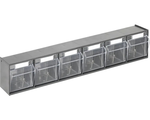 INDUSTRIEEL klein materiaalmagazijn, 6 vakken, 60 x 11,3 x 7,5 cm, antraciet