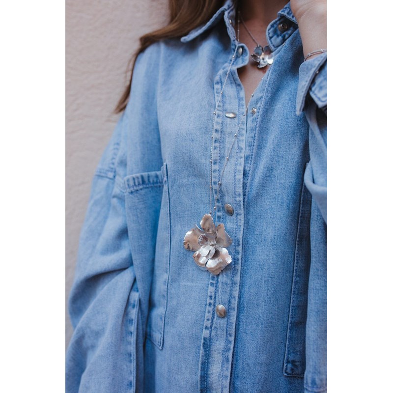 collier fleur plaqué argent - ORPHÉE
