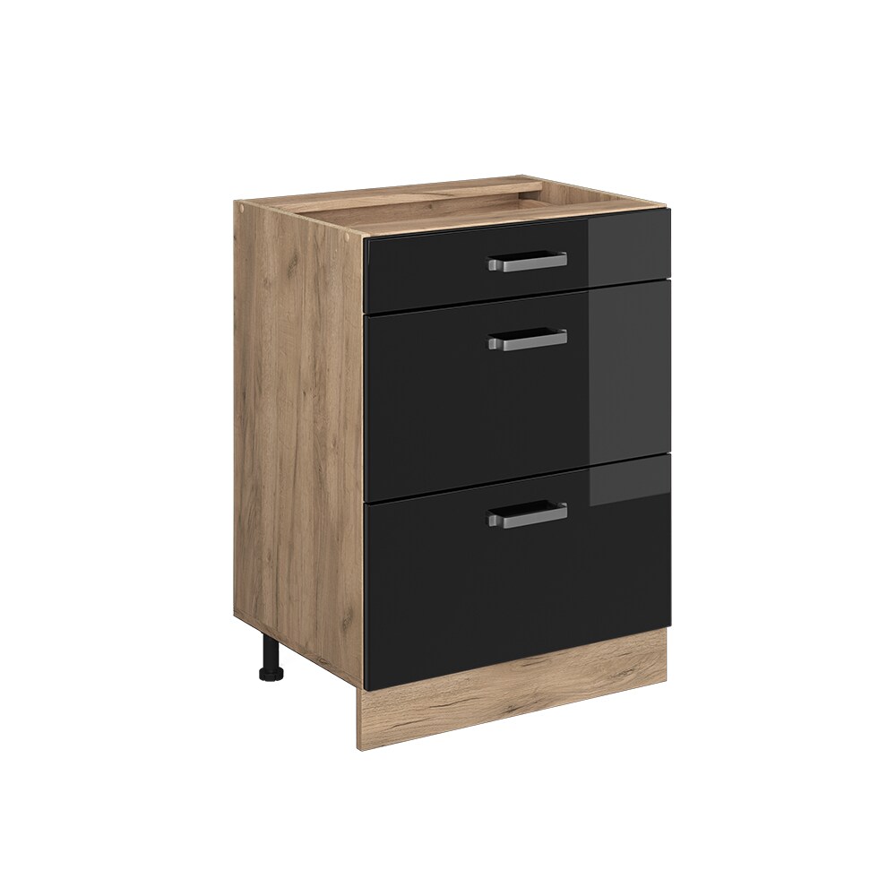 Vicco Schubladenunterschrank Küchenschrank R-Line Solid Eiche Schwarz 60 cm modern