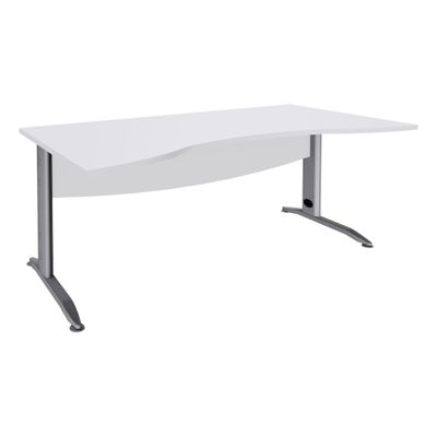 Bureau double vague symétrique IDRA - L180 cm - Pieds aluminium - plateau Blanc perle