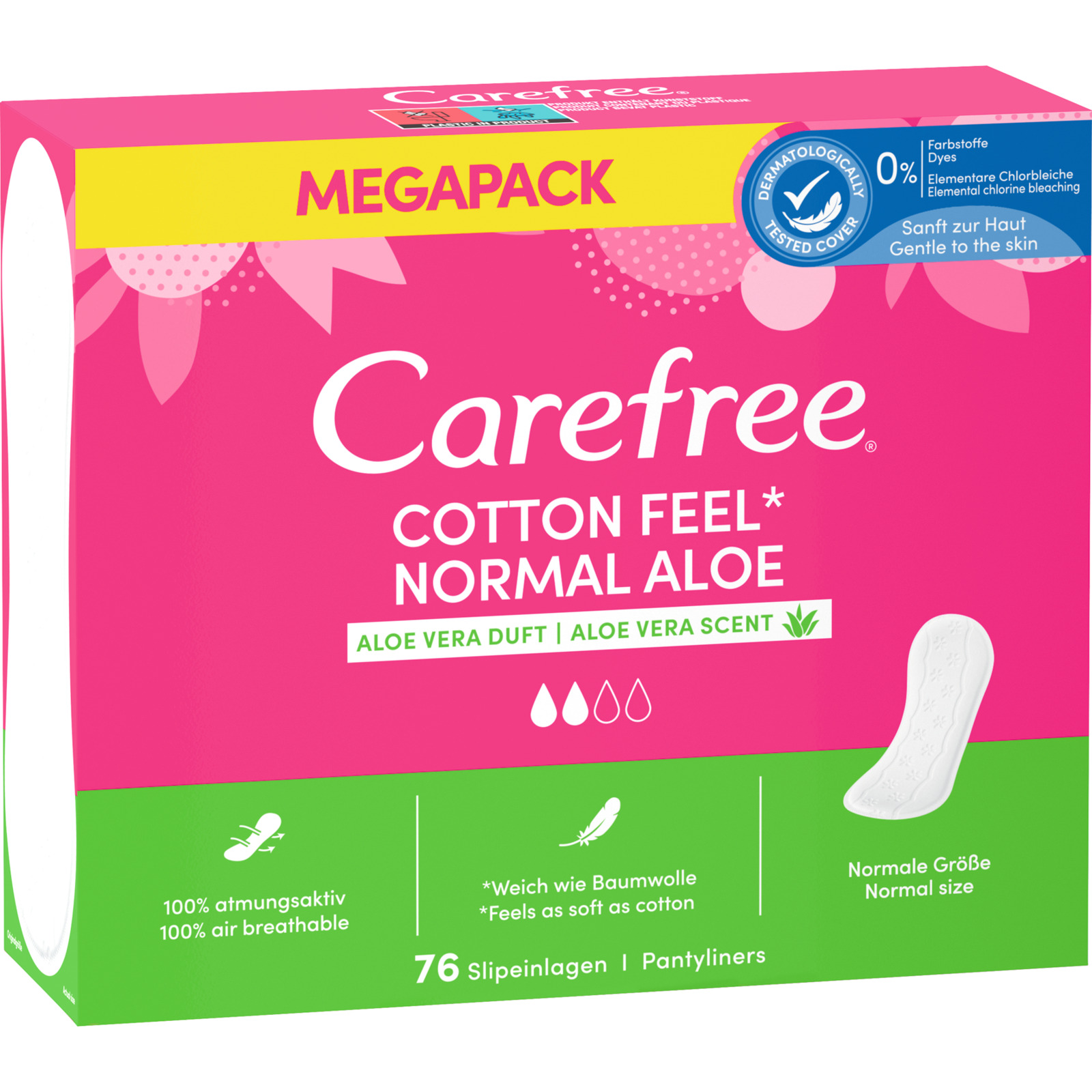 Carefree Slipeinlagen Cotton Aloe MEGAPACK 76 Stück