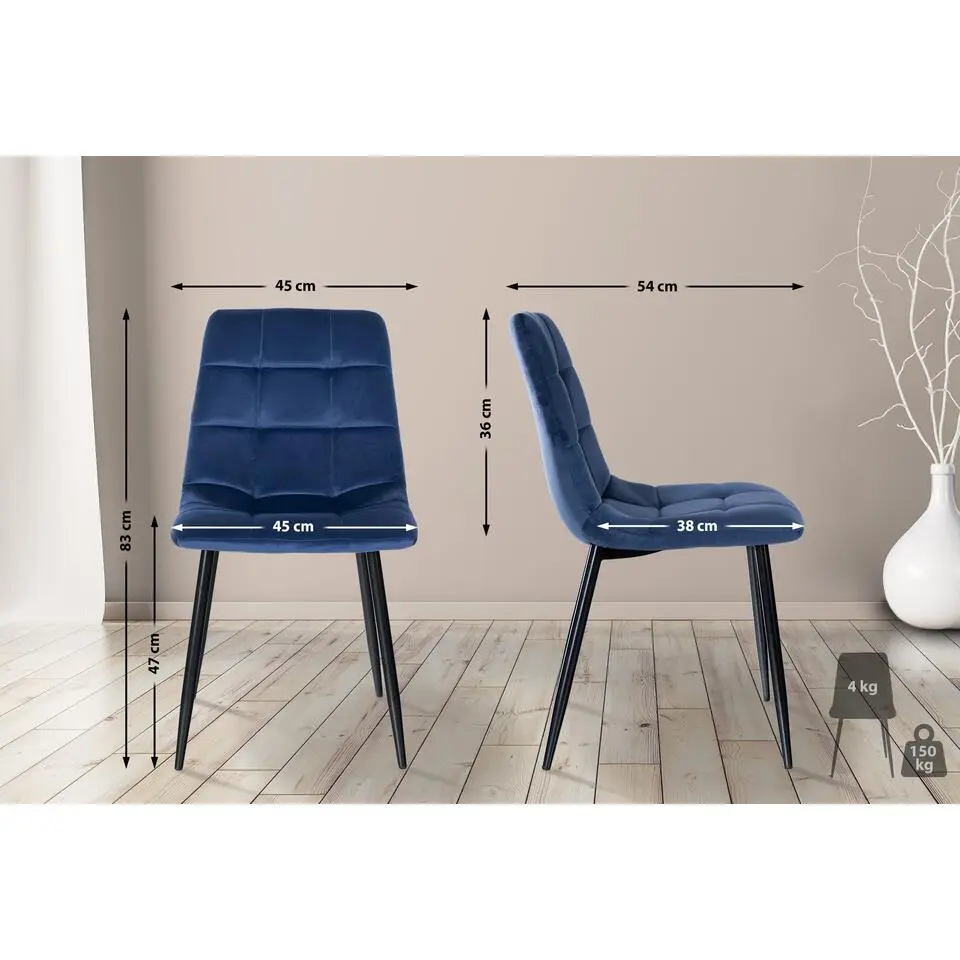CLP Eetkamerstoel Tilde Fluweel - blauw