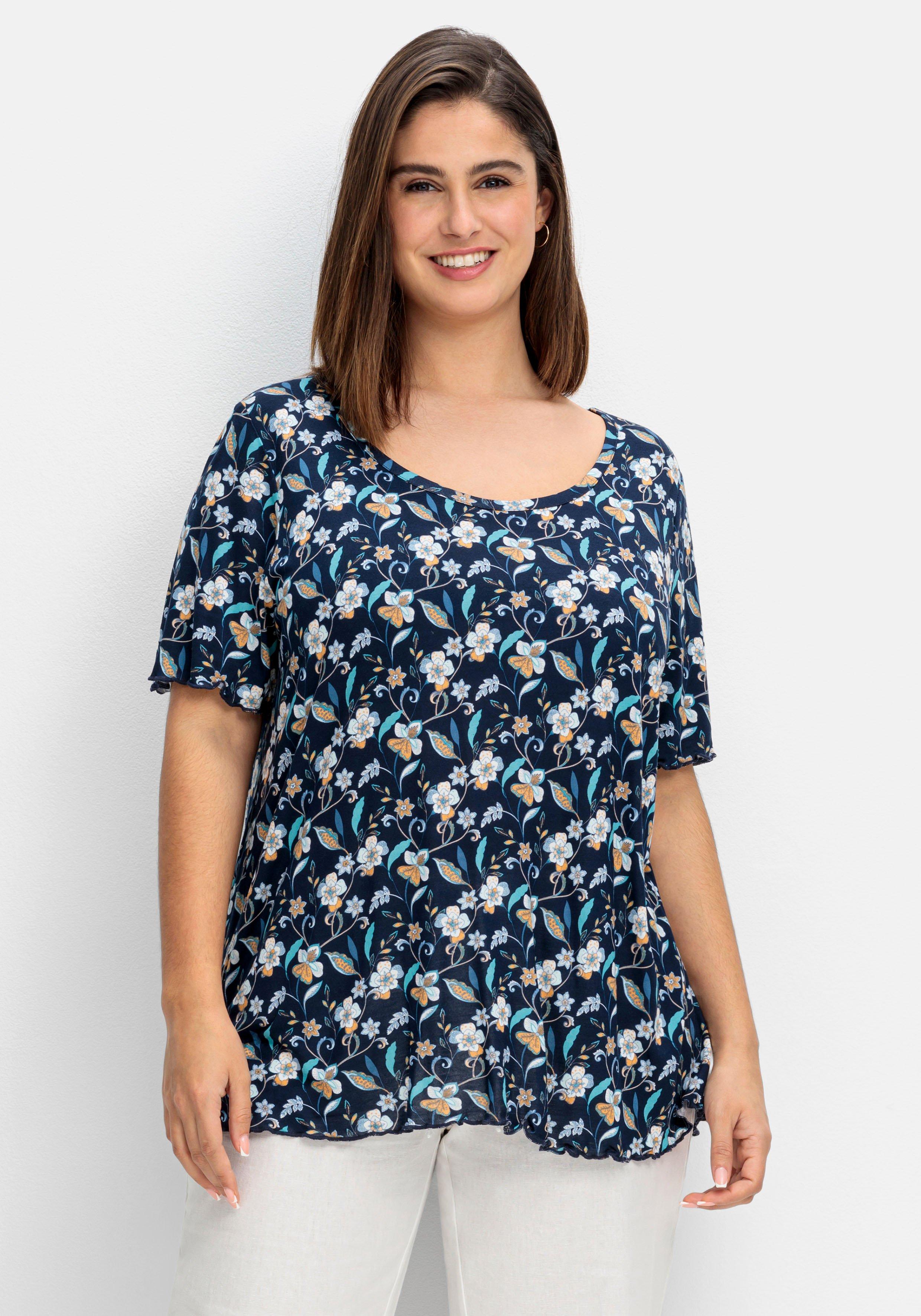Shirt mit Blumendruck und Cut-out im Rücken