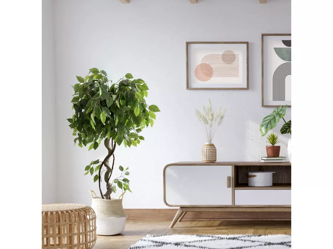 Plante artificielle Ficus Akdem 120x40x40 PEVA Polyéthylène Vert Marron