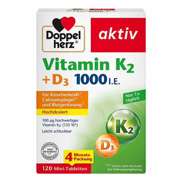 Doppelherz Vitamin K2 + D3 1000 I.E. Tabletten, 120 St