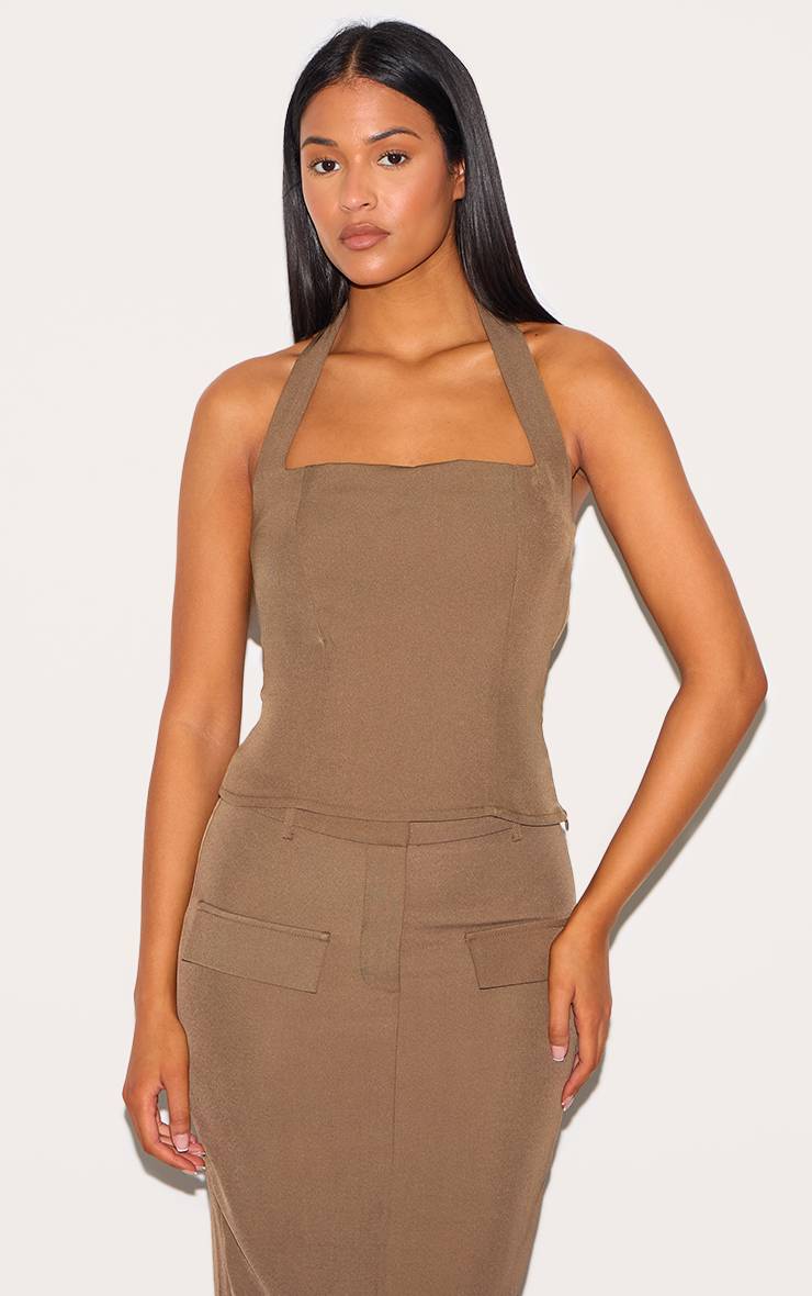 Haut Tissé Ajusté Col Licou Tall