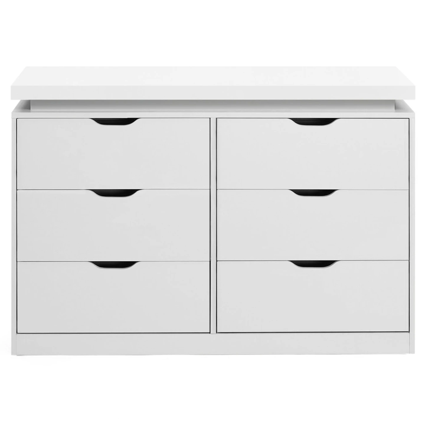 Commode 6 tiroirs LUNA à LEDS 115 cm blanc