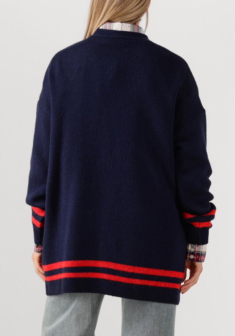 donkerblauwe alix the label vest ladies knitted fluffy knit cardigan
