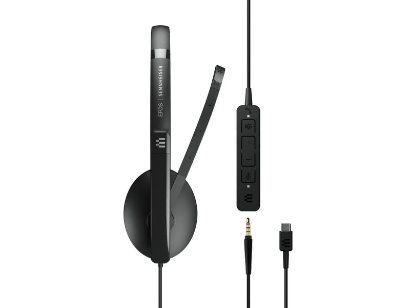 EPOS Headset ADAPT 165T Duo USB-C, Klinke Abelgebundenes, beidseitiges Headset mit 3.5-mm-Klinkenstecker und USB-C-Konnektivität