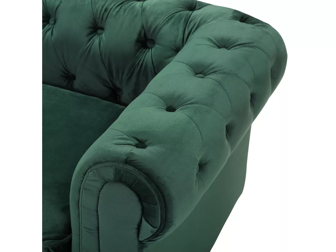 Fauteuil CHESTERFIELD Velours Vert émeraude
