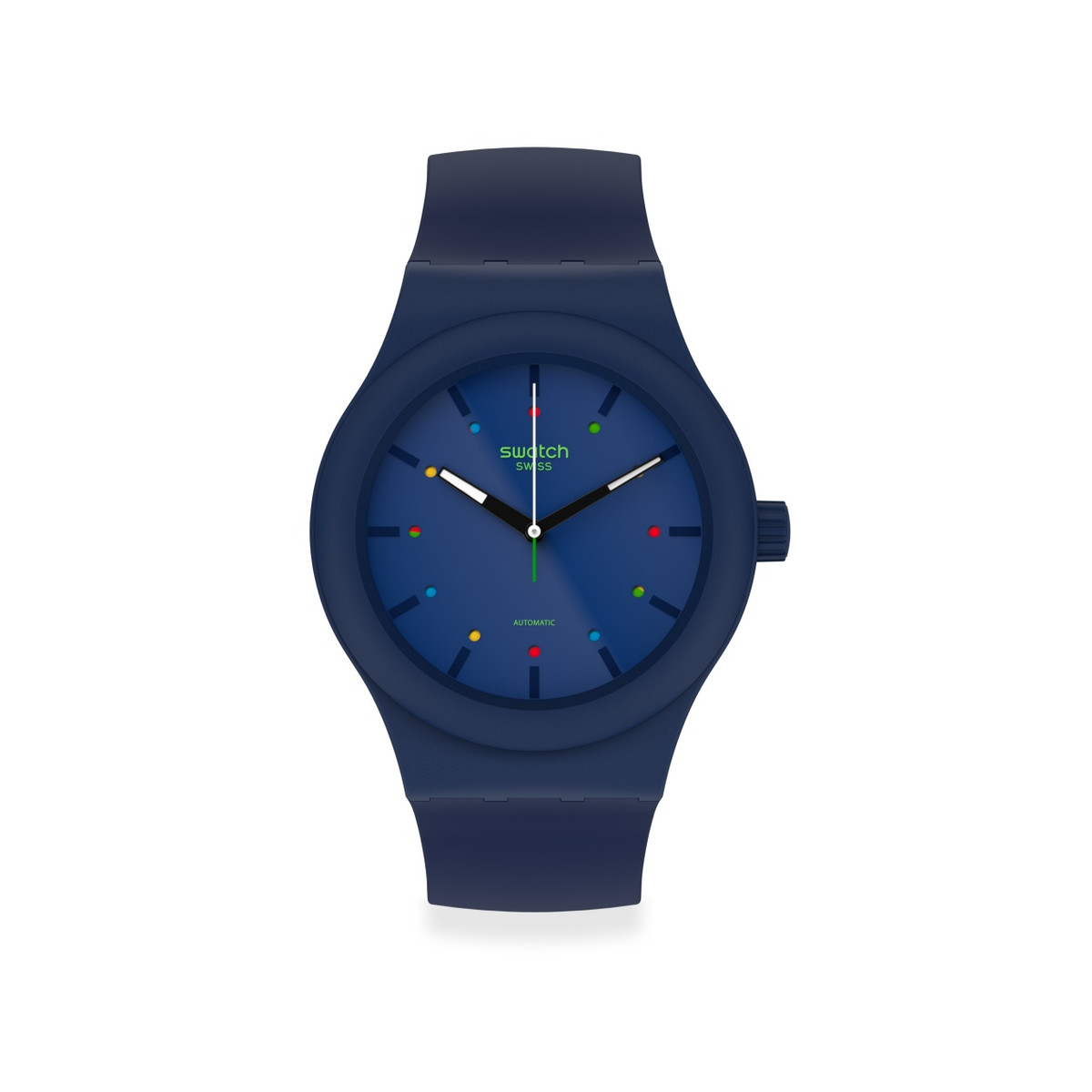 Montre Swatch mixte plastique et silicone bleu biosourcé