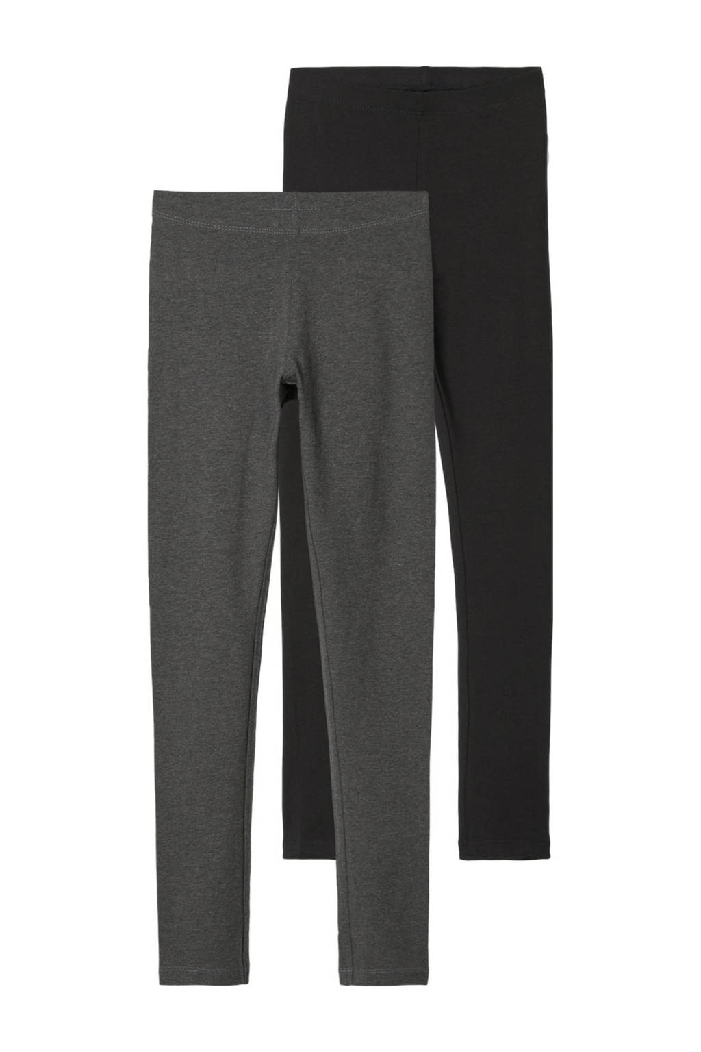 NAME IT legging NKFVIVIAN - set van 2 donkergrijs melange/zwart