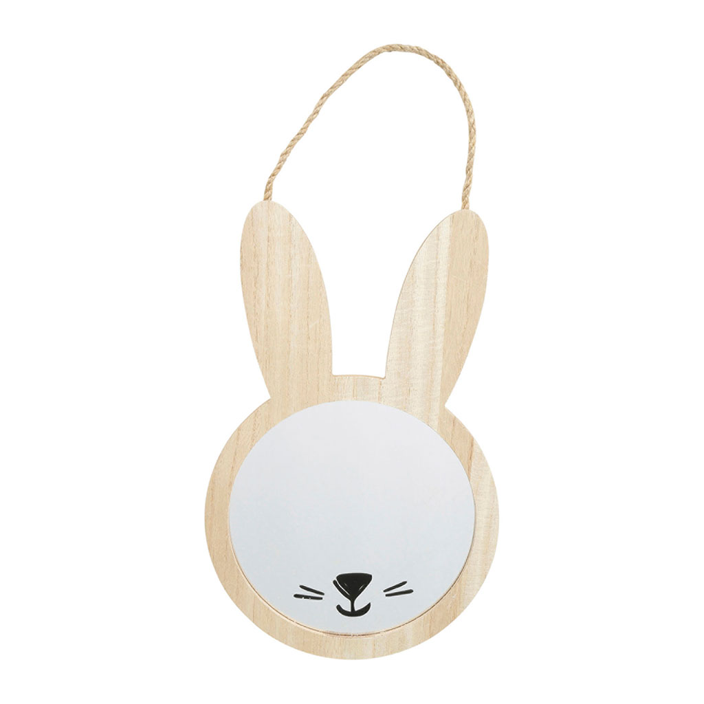Miroir lapin en bois 20x32cm