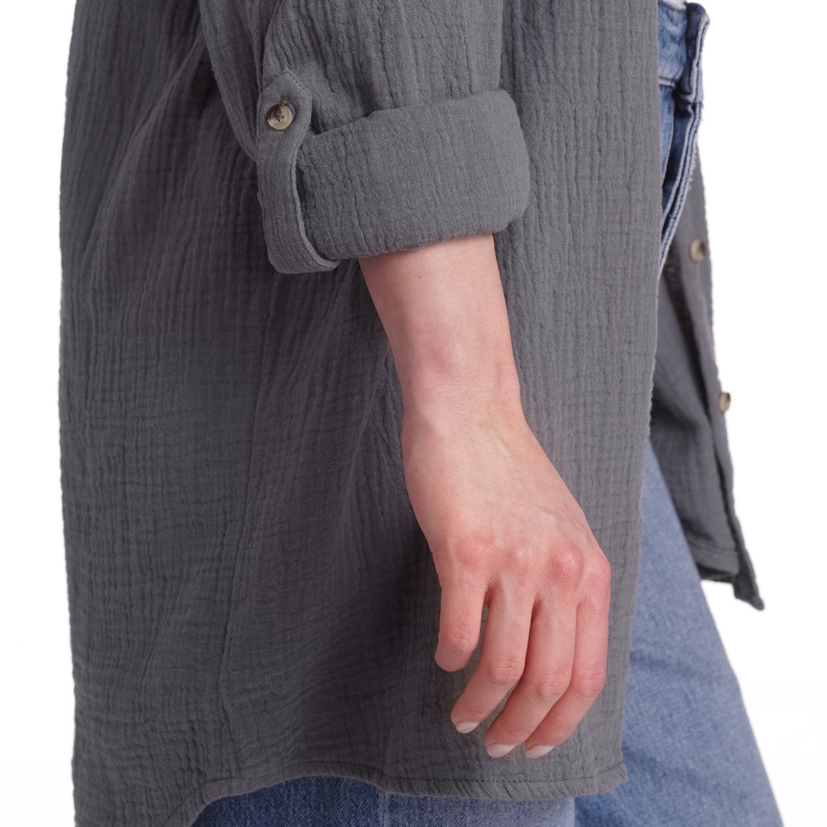 Gina Damen Musselin-Bluse im Oversized-Look grau