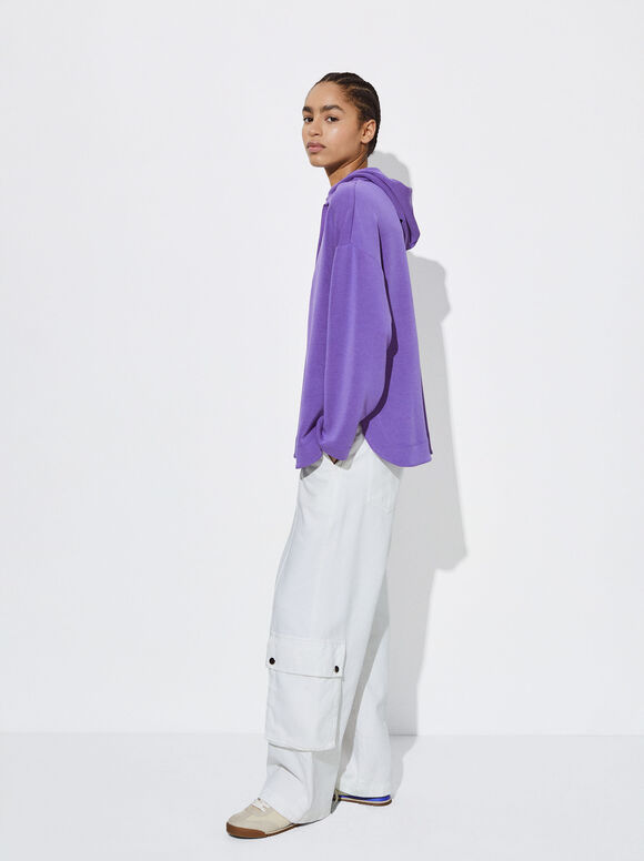 Moletom com capuz modal - Violeta