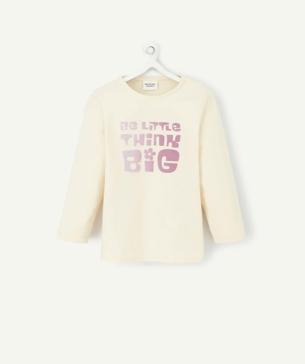 T-SHIRT BEIGE BÉBÉ FILLE AVEC MESSAGE VIOLET