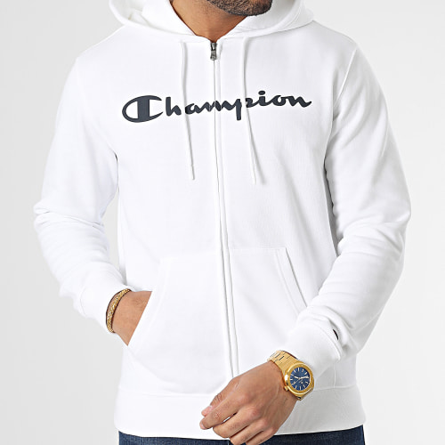 Sweat Zippé Capuche 218530 Blanc