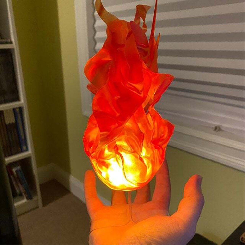(40cm) Schwebender LED Feuer Ball Fasnachts Cosplay Licht Kostüm Zubehör Motto Party Accessoire Halloween Foto Requisite - Rot