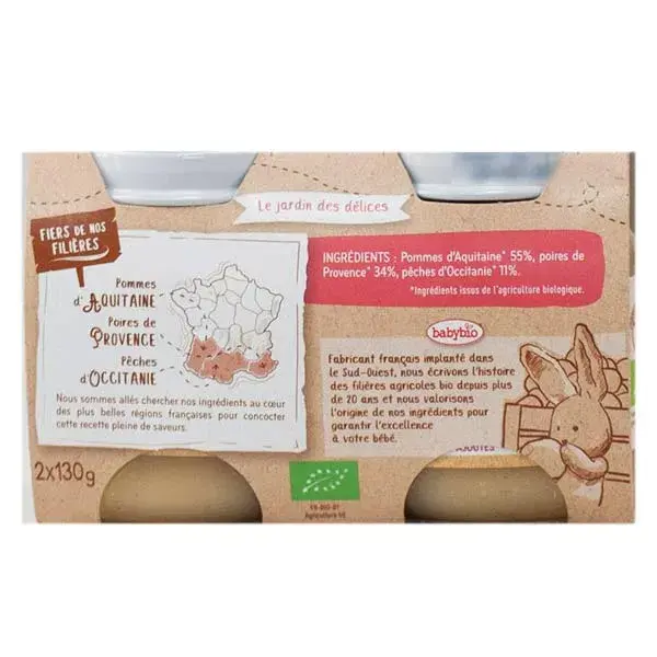 Babybio Frutas em Pote Delícias do Pomar +6 meses Orgânico 2 x 130g