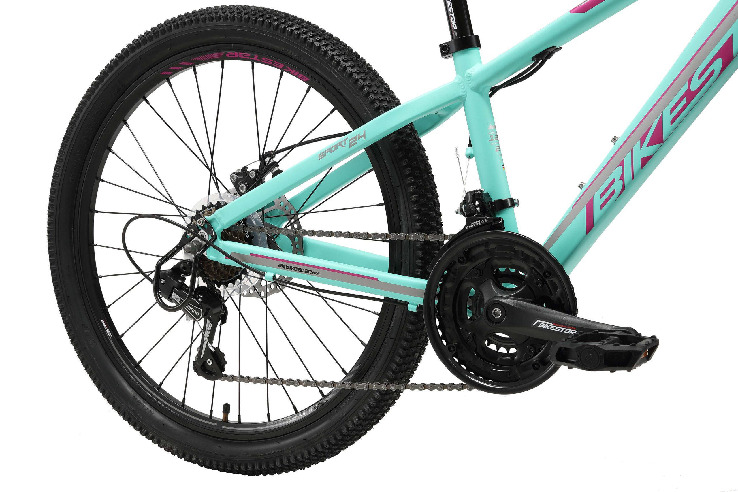 BikeStar MTB, Sport kinderfiets 24 inch mint /roze, 21 speed