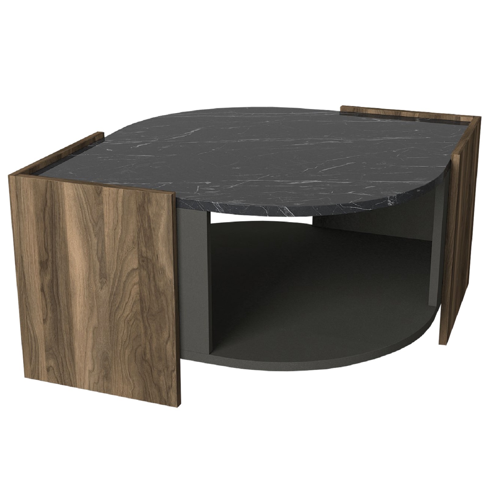 Couchtisch - Walnuss - Marmor-Optik - 75 cm