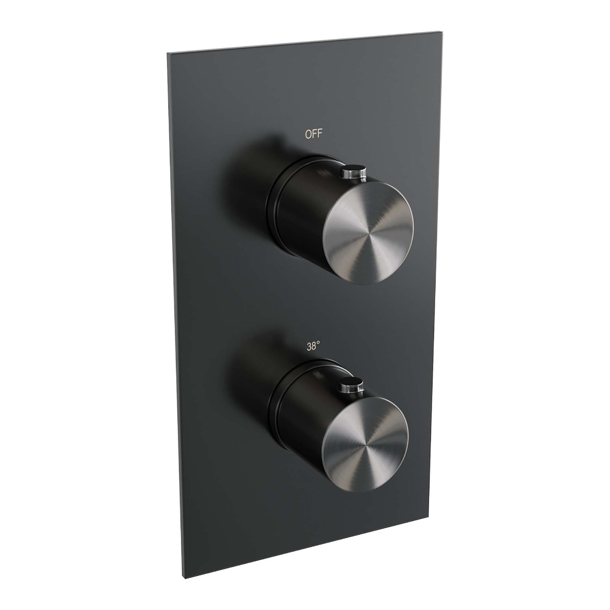 Brauer Gunmetal Edition thermostatisch douchepaneel calacatta gold met 20cm hoofddouche en staafhanddouche gunmetal geborsteld PVD