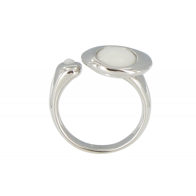 Bague Atoll Argent 925 et Agate Blanche