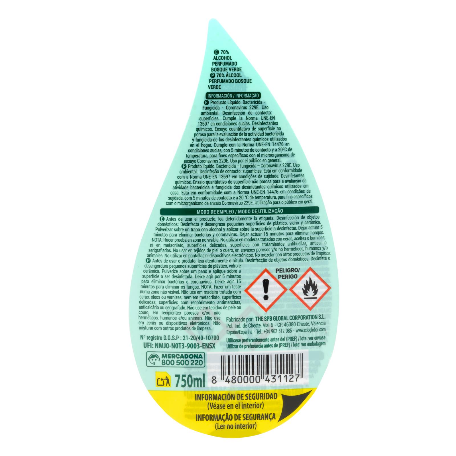 Nettoyage à domicile à 70 % d'alcool Bosque Verde