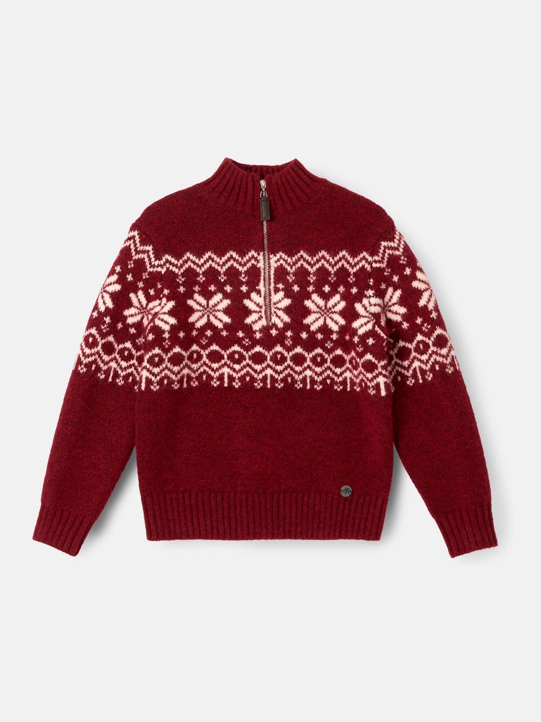 Rood - Angel & Rocket Oakley Fairisle trui met ritskraag