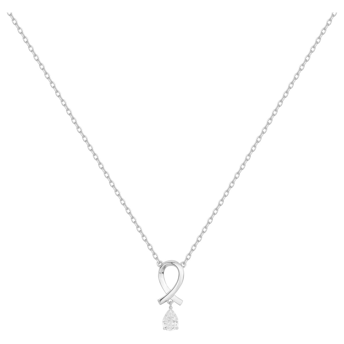Collier mono-motif en Argent avec oxyde de zirconium blanc