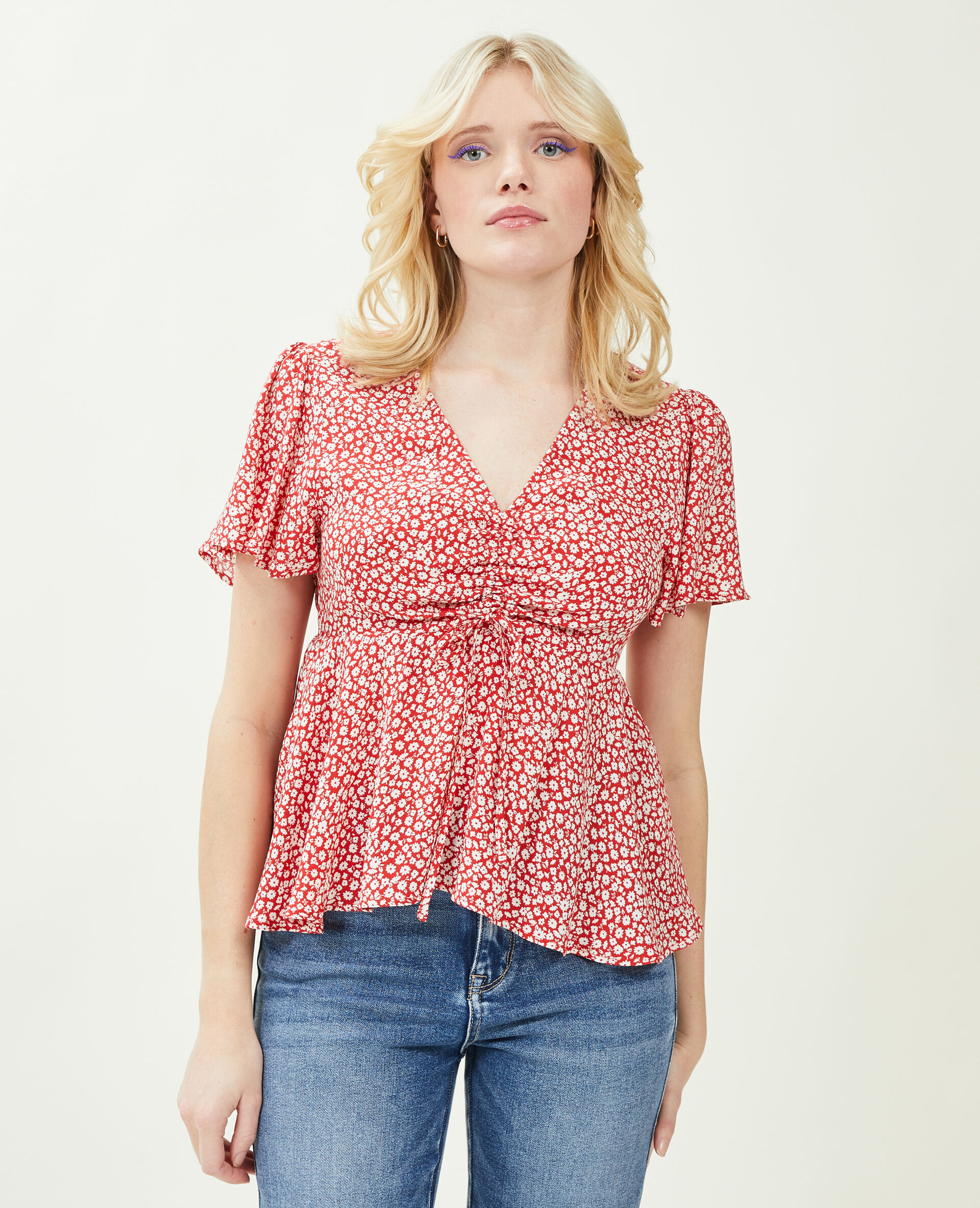 Top en tissu fluide - Rouge