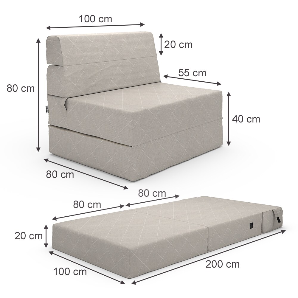 Vicco Sofa Lima Beige 100 cm mit Schlaffunktion