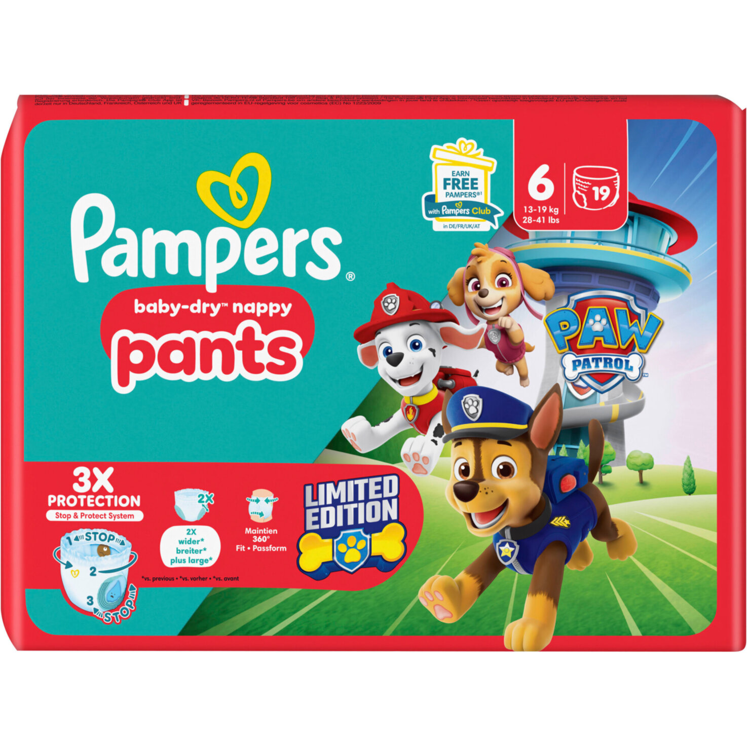 Pampers Baby Dray Pants Gr.6 Extra Large 13-19kg Paw Patrol