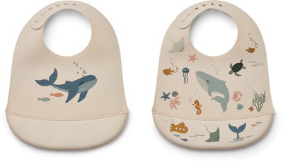 LIEWOOD Tilda Smekke med Trykk 2-Pack, Sea Creature/Sandy