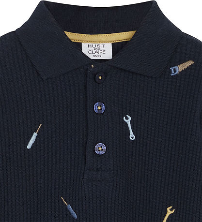 Hust and Claire Polobluse - Rib  Stevie - Navy m. V?rkt?j