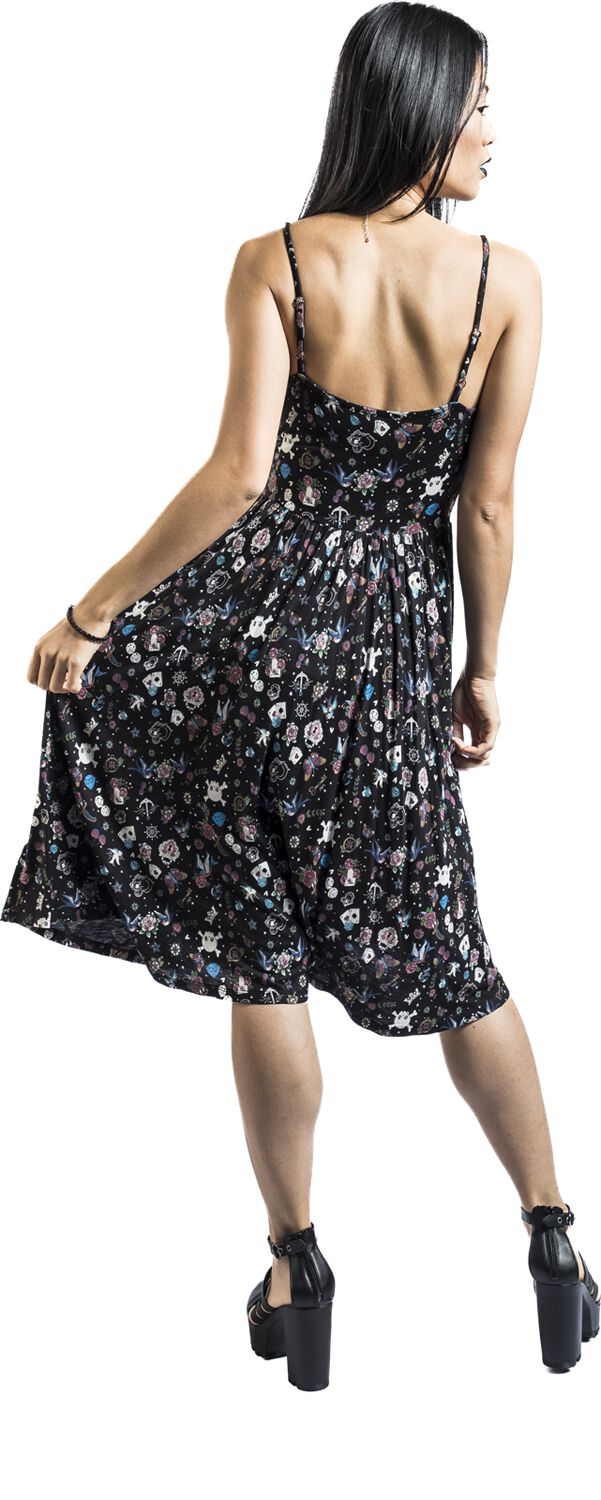 Dress with Old School Print | Rock Rebel by EMP Robe mi-longue