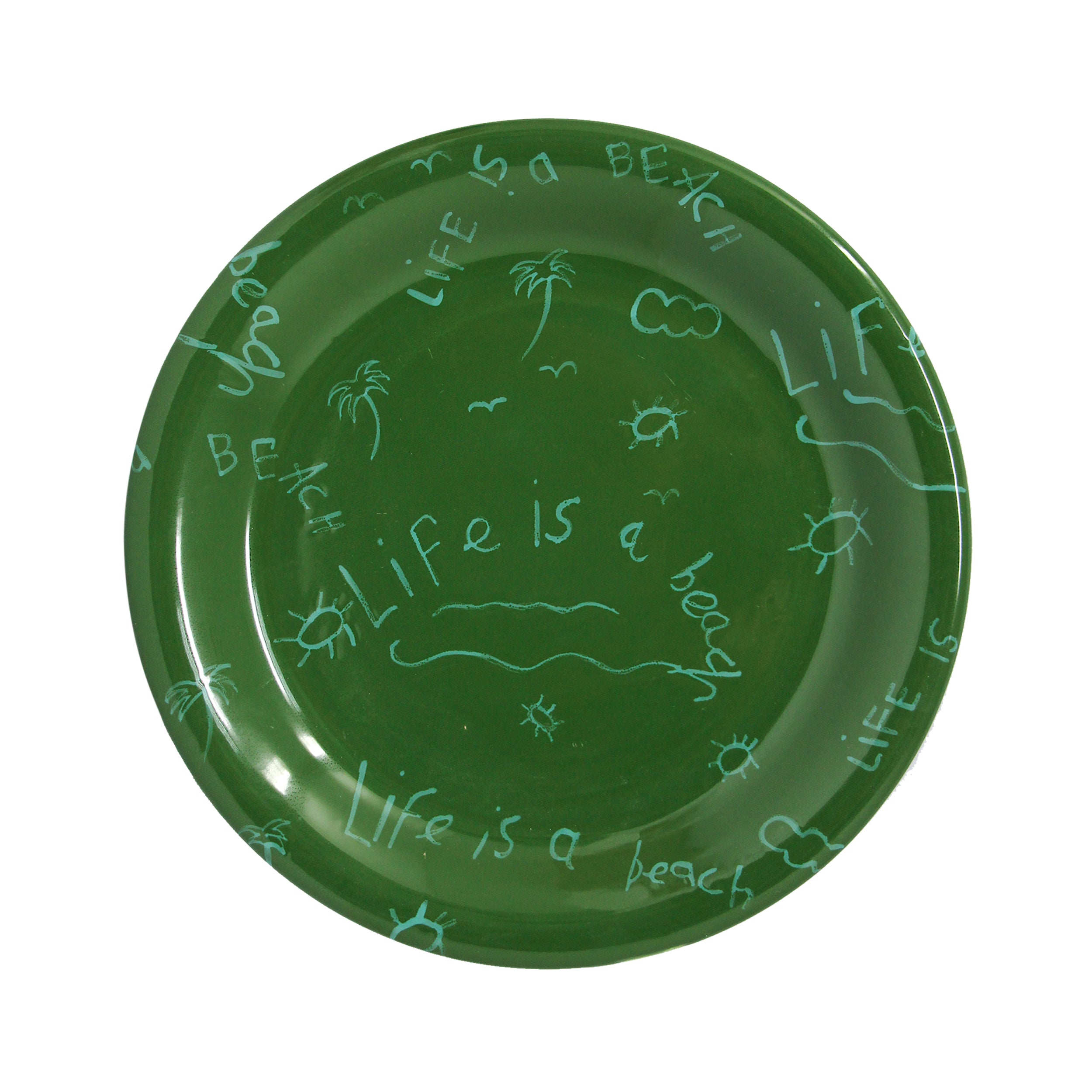 Assiette plate en céramique « La vie est une plage » (lot de 4)