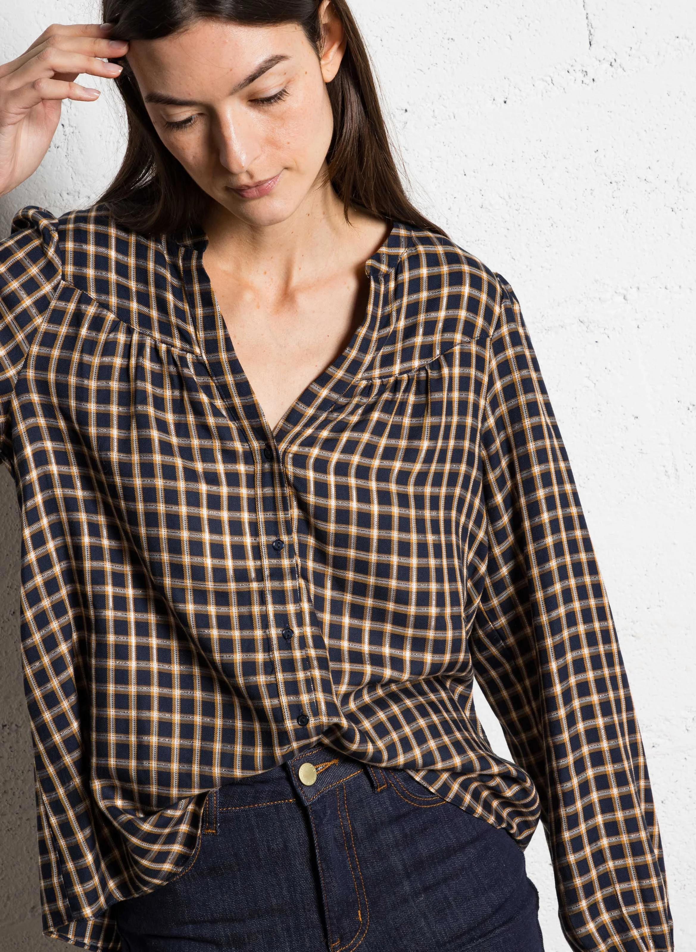 CORIBA - Chemise oversize à carreaux | Bleu