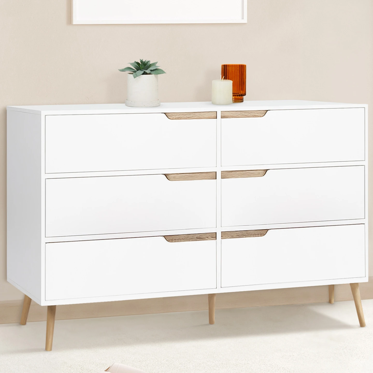 Commode 6 tiroirs HELSINKI 115 cm scandinave blanc