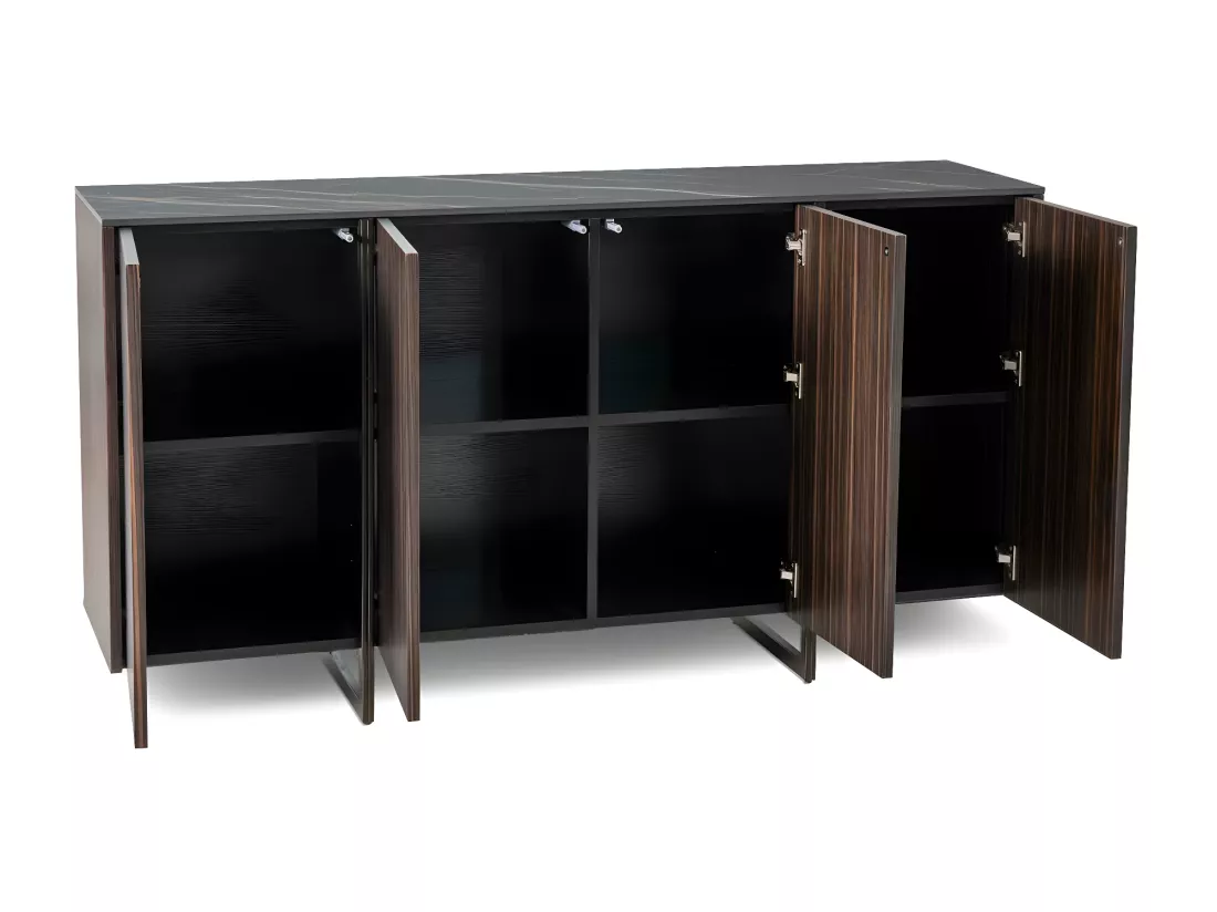 Omega Buffet 4 portes (160 x 40 x H 85 cm) en Céramique Noire