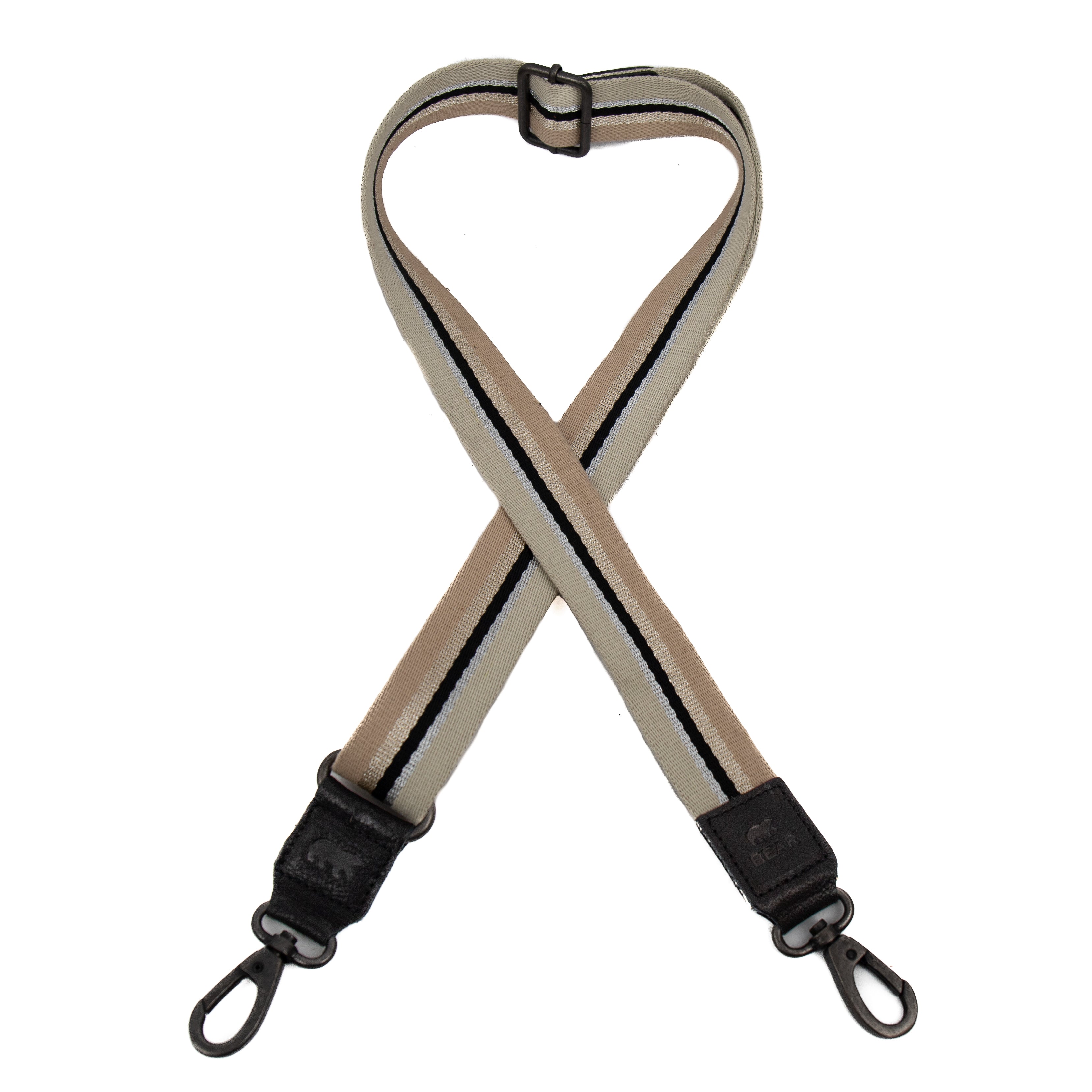 Bag strap 'Stripe' beige/glitter Zwart