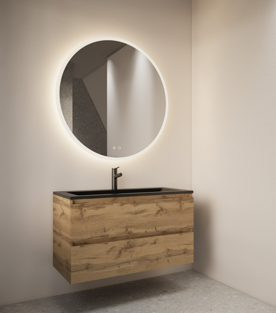 Gliss Design Circum ronde spiegel met LED-verlichting en spiegelverwarming 100cm