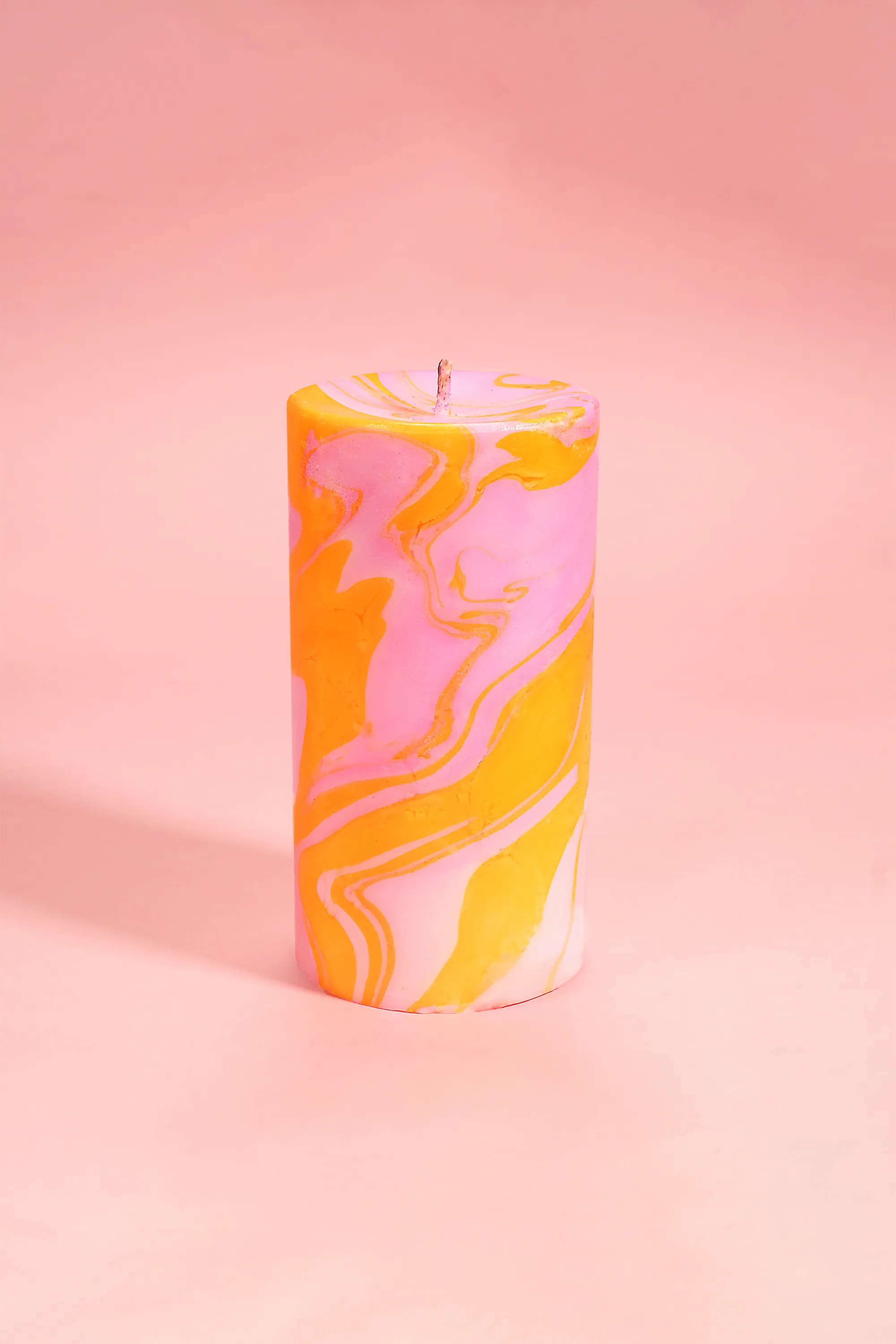 FLAMINGO CANDLES Bougie TOTALLY GROOVY MARBLE PILLAR CANDLE Orange