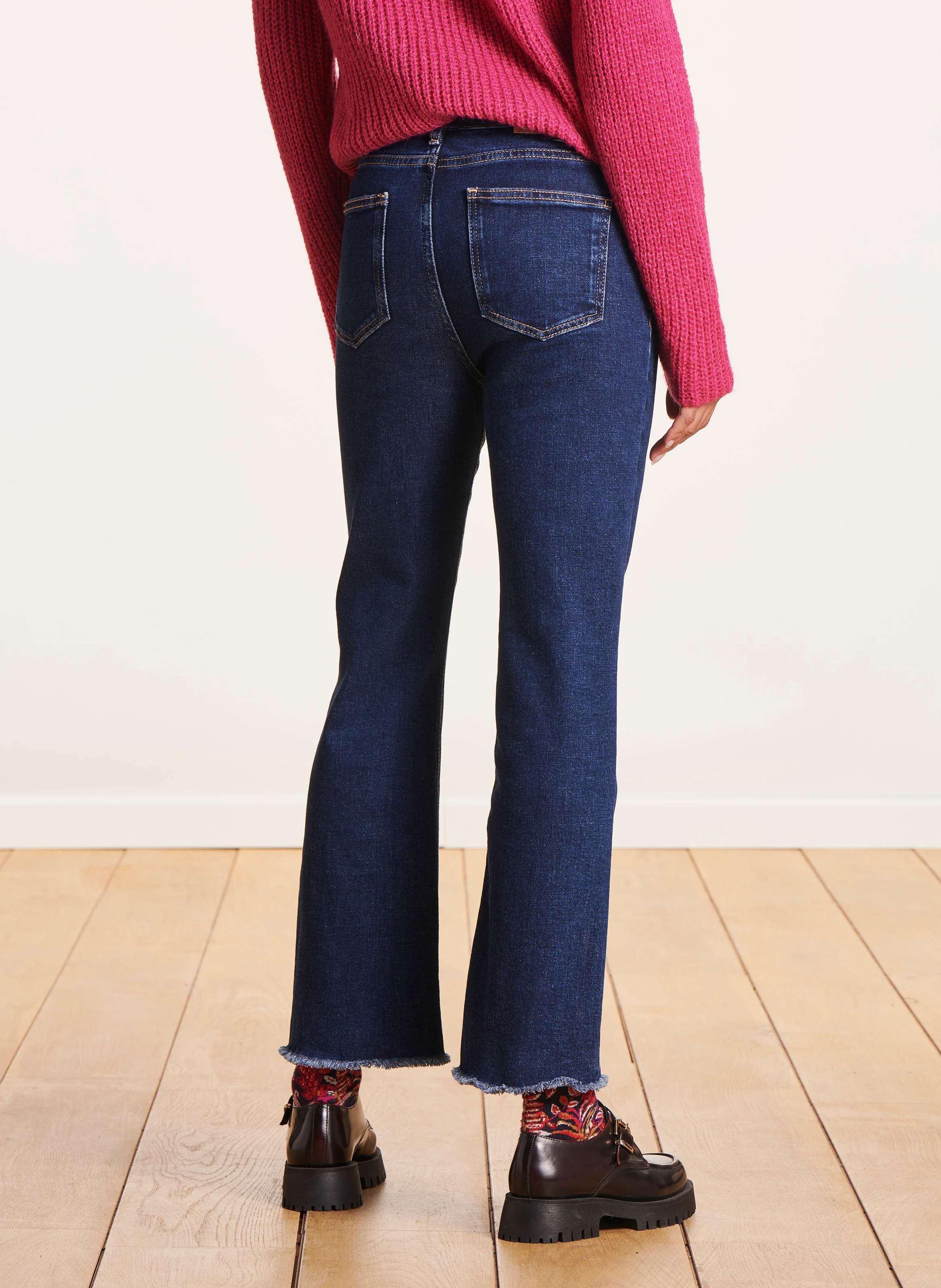 Jean cropped en coton bio | Bleu